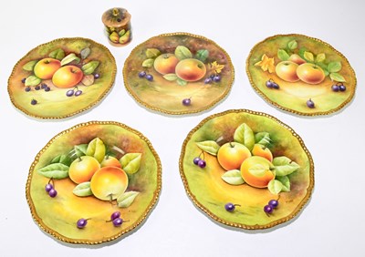 Lot 780 - COALPORT; five hand painted scalloped edged...