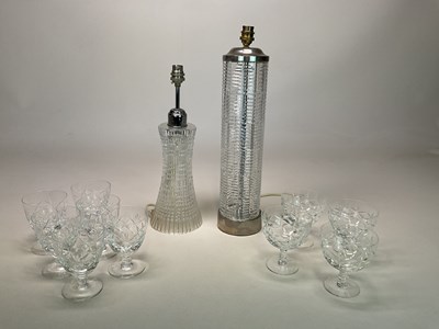 Lot 328 - WATERFORD; a glass table lamp base marked...