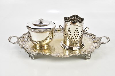 Lot 2272 - A large silver plated twin handled tray, width...