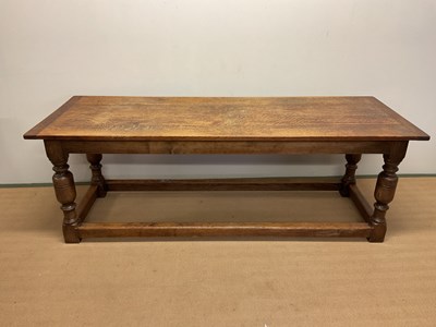 Lot 645 - A large oak refectory table, height 74cm,...
