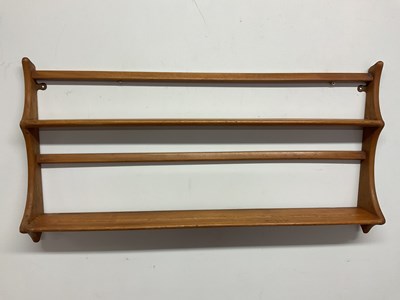 Lot 689 - ERCOL; a beechwood plate rack, 50 x 96 x 13cm