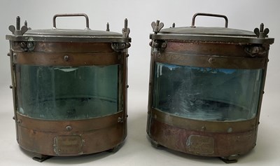 Lot 567 - A pair of port and starboard ship's lamps,...