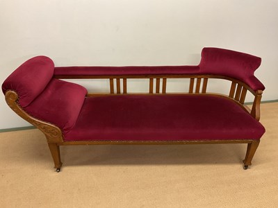 Lot 681 - A single scroll arm chaise lounge, height 78cm,...