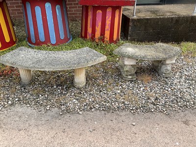 Lot 603 - Two composite stone curved garden seats,...