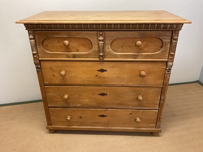 Lot 661 - A pine four drawer dresser, height 124cm,...