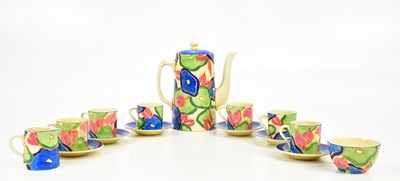Lot 2181 - CLARICE CLIFF; a six setting coffee service in...