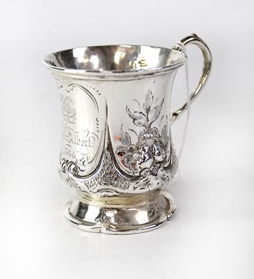 Lot 637 - A hallmarked silver christening mug