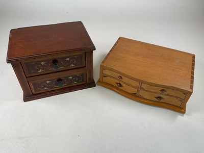 Lot 707 - Two inlaid boxes, the larger with two drawers,...