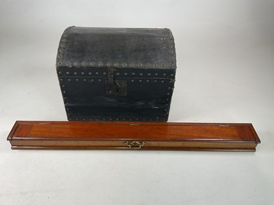 Lot 680 - A mahogany desk top tidy, 6 x 87 x 9cm, and...