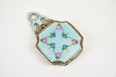 Lot 2487 - A sterling silver and guilloche enamel compact...
