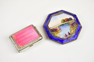 Lot 2489 - A Continental white metal and guilloche enamel...