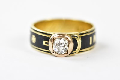 Lot 2400 - A Victorian 18ct gold diamond set mourning...