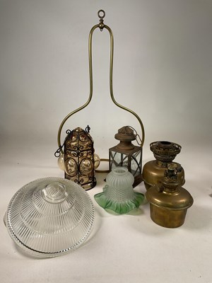 Lot 582 - A pair of clear vintage holophane style glass...