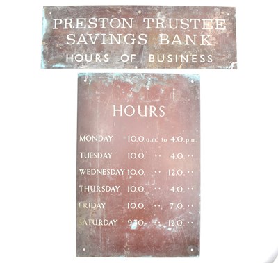 Lot 370 - Two vintage brass exterior wall plaques...
