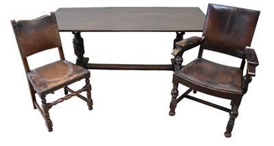 Lot 50 - A late 19th century oak refectory table,...