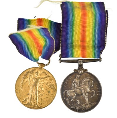 Lot 497 - A pair of WWI War and Victory Medals, awarded...