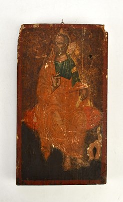 Lot 1523 - An orthodox icon, depicting a seated male...