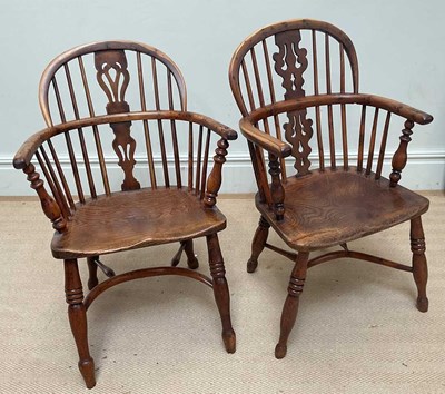 Lot 27 - A near pair of 19th century elm and yew wood...