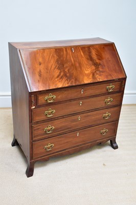 Lot 61 - A late George III mahogany bureau, with fall...