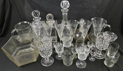 Lot 2556 - A collection of cut glass including decanters,...