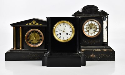 Lot 401 - A Victorian slate mantel clock of...