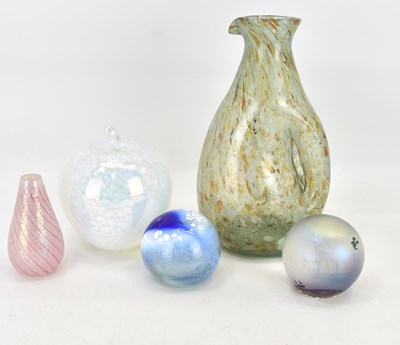 Lot 449 - A large bottle glass ewer with pinched handle...