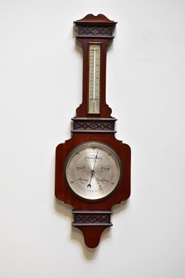 Lot 1448 - A 20th century mahogany android barometer, 85cm.