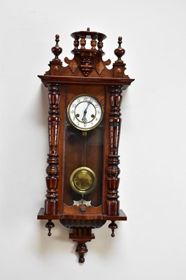 Lot 1418 - A mahogany cased Vienna style wall clock with...