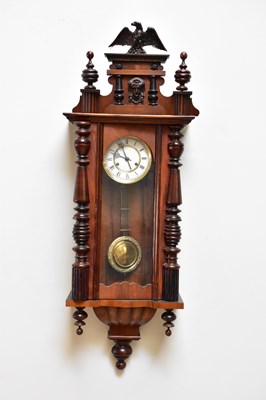 Lot 1419 - A mahogany cased Vienna style wall clock with...