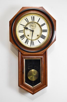 Lot 1420 - A mahogany cased American wall clock with...