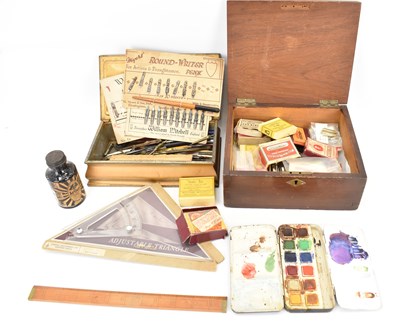 Lot 427 - Mixed vintage pens, pencils, boxes of nibs,...