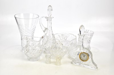 Lot 2567 - WATERFORD; a cut glass mantel clock, height...