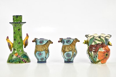 Lot 2271 - ARDMORE POTTERY; two pepperettes relief...