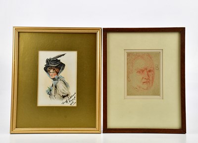 Lot 1835 - GEOFF LOCKWOOD; watercolour, 'The Blue Scarf',...