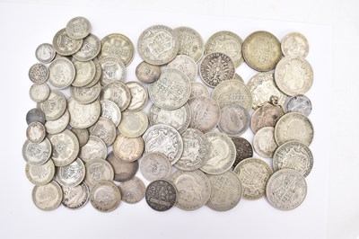 Lot 974 - A quantity of silver and half-silver, mostly...