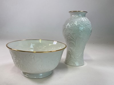 Lot 38 - WATERFORD CERAMICS; a white Lotus Vase and...