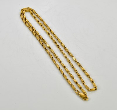 Lot 262 - A yellow metal fancy link necklace stamped...