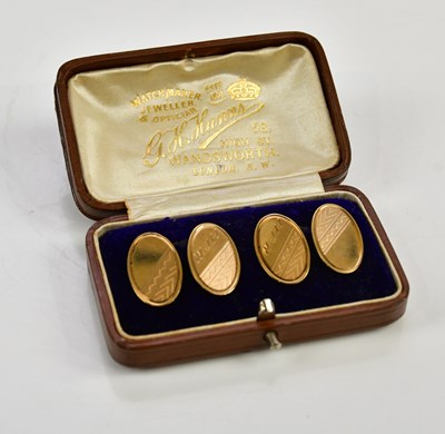 Lot 343 - A pair of 9ct gold cufflinks, with engraved...