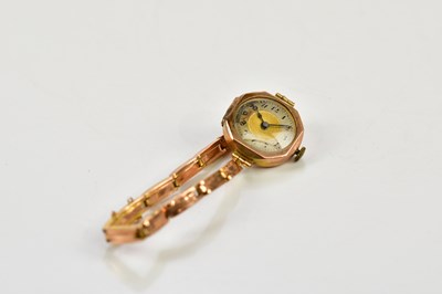 Lot 621 - A vintage 9ct rose gold lady's wristwatch on...
