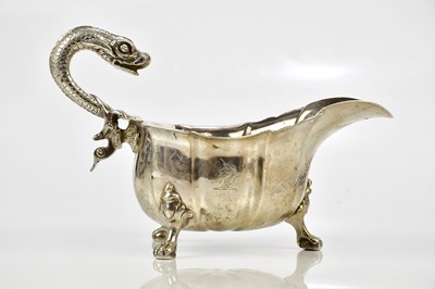 Lot 2189 - A good George III hallmarked silver sauceboat,...