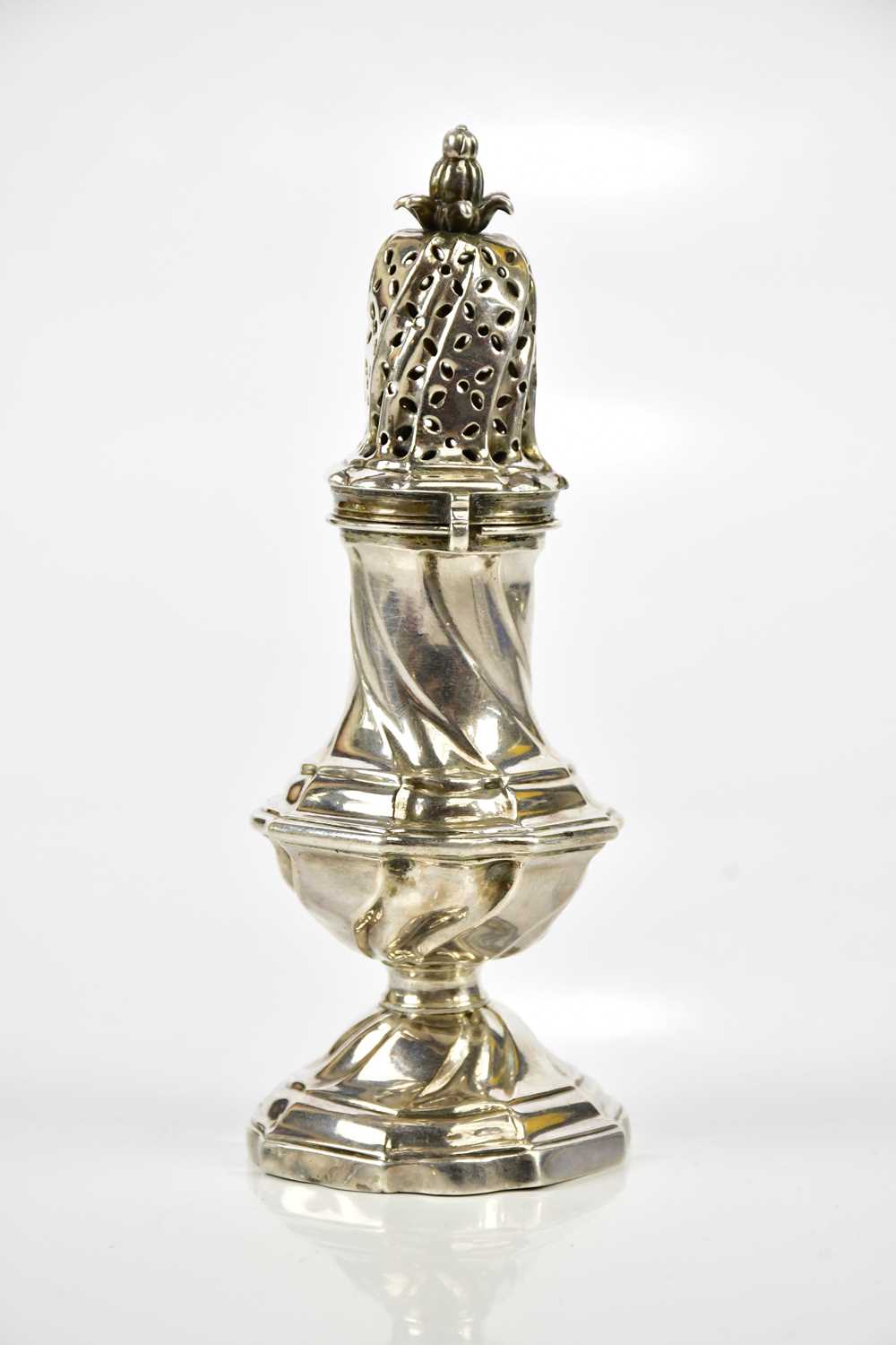 Lot 2206 - A Georgian white metal pepperette, with open...