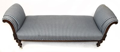 Lot 1671 - An Edwardian mahogany scroll-end window seat,...