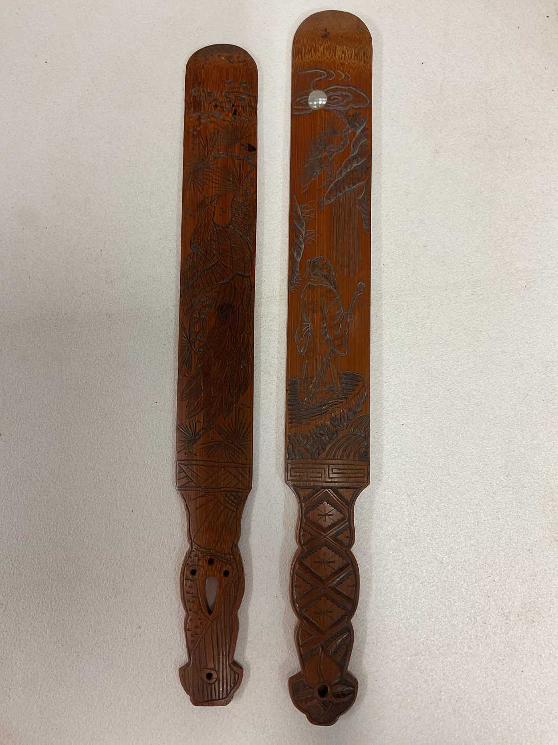 Lot 17 - A pair of Japanese wooden page turners with...