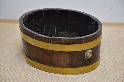 Lot 1555 - A 19th century brass banded coopered oval...