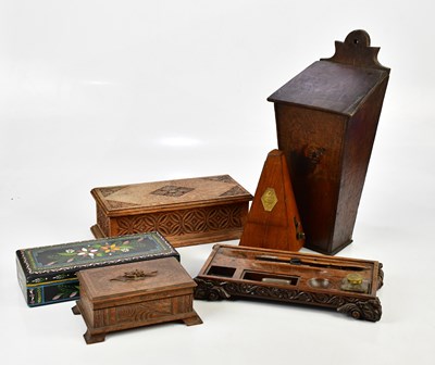 Lot 1551 - A late Victorian desk stand with carved...