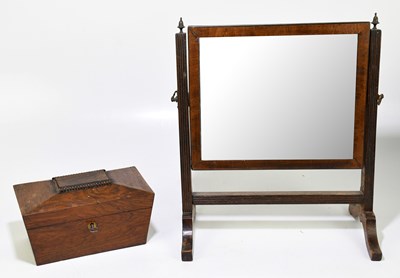 Lot 42 - A mahogany tea caddy of sarcophagus form,...