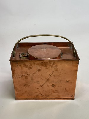 Lot 79 - A copper square form Walker powder magazine,...