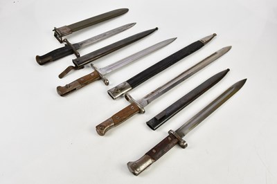 Lot 2556 - Four bayonets, comprising WWII US Garrand...