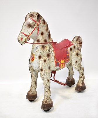 Lot 669 - MOBO; two vintage tin-plate toy horses, one a...