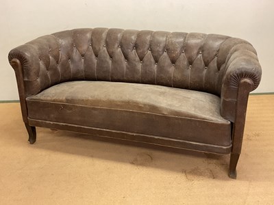 Lot 635 - A 1930s Swedish buttonback leather sofa,...